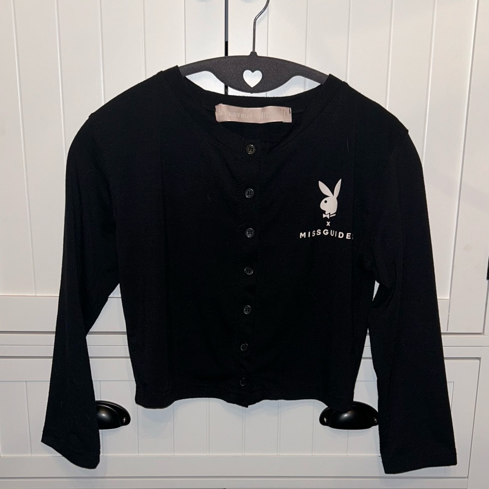 Playboy “Misguided” Long Sleeve Black Button Up